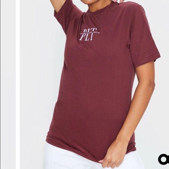 NEW PLT Pretty Little Thing - Rust Embroidered T-Shirt - MEDIUM - Picture 7 of 12